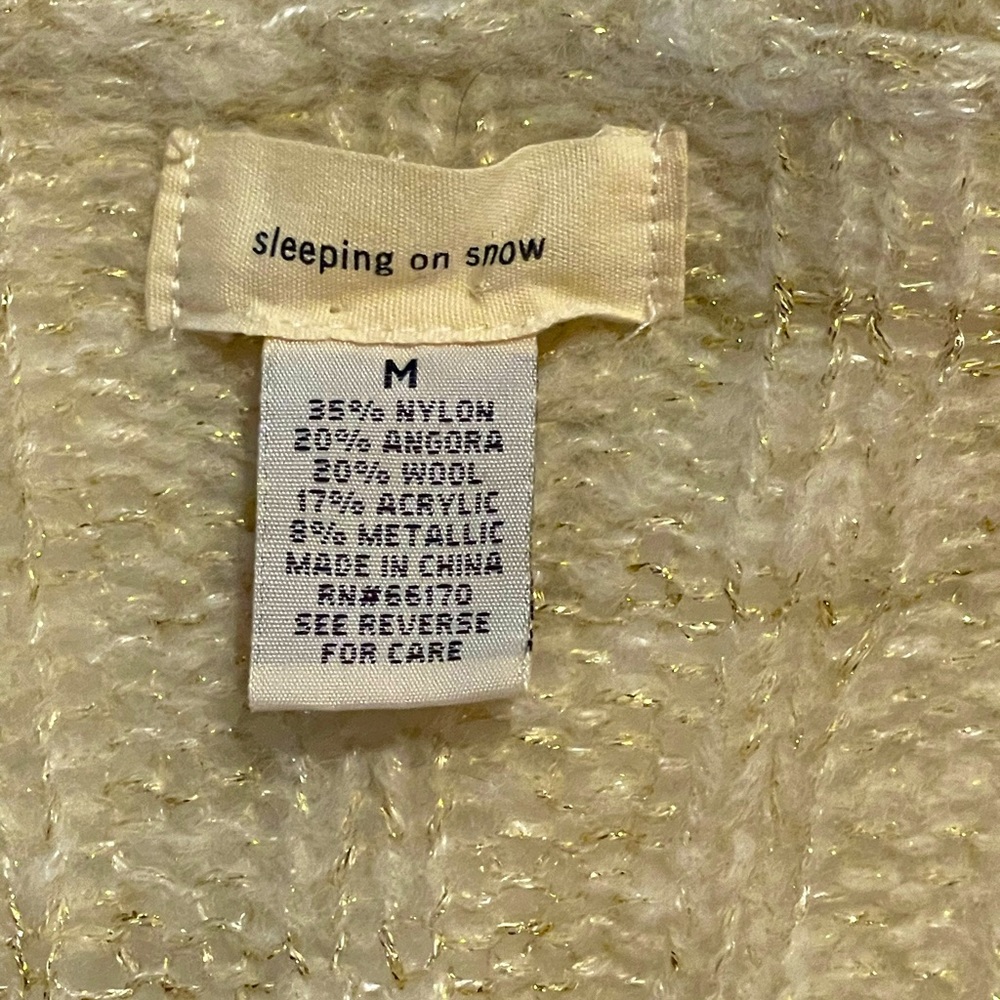 SLEEPING ON SNOW Cream/Gold Open Bolero Cardigan M